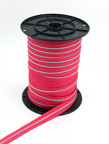 Endlosreißverschluss metallisiert schmal pink/ silber (1m)